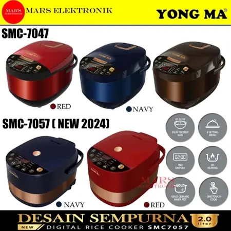 RICE COOKER YONG MA SMC-7047 NEW UPGRADE / 2 LITER / SMC 7047 / YONGMA / DIGITAL RICE COOKER 0