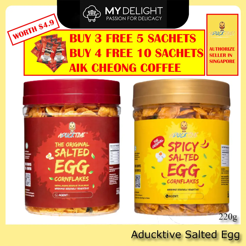 (Authentic)[Fresh Stock] ADUCKTIVE Salted Egg Original Spicy Snack Crispy Golden Cornflakes Chips