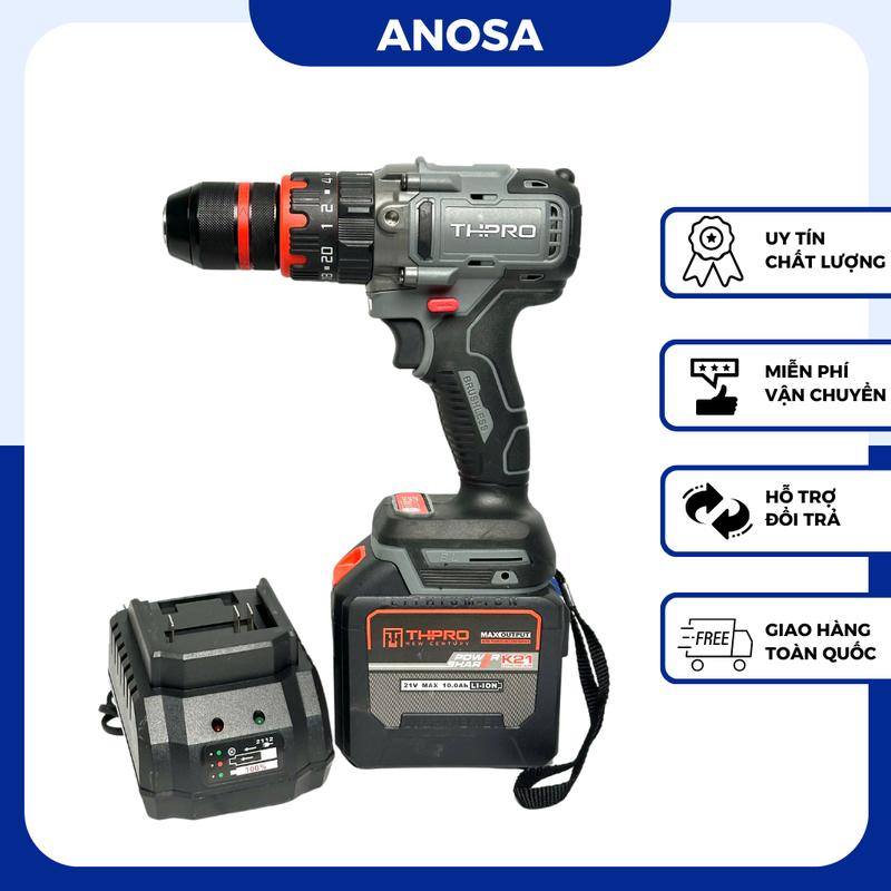 Máy Khoan Pin THPRO TH13RPO, 3 Chức Năng, Đầu Kẹp 13mm Autolock, Chân Pin Phổ Thông