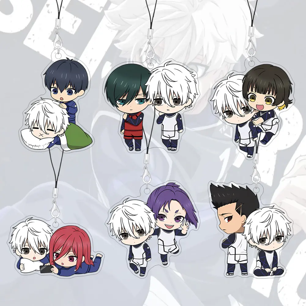 55mm Friendship Phone Straps Blue Lock Cartoon Acrylic Bag Charms Animation Lanyards Phone Accessories