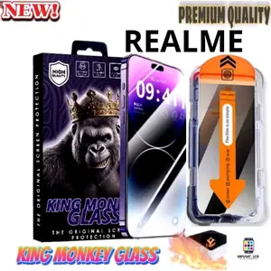 FOR REALME TEMPERED GLASS SUPER FIT KING MONKEY EASY INSTAL GLASS SPY