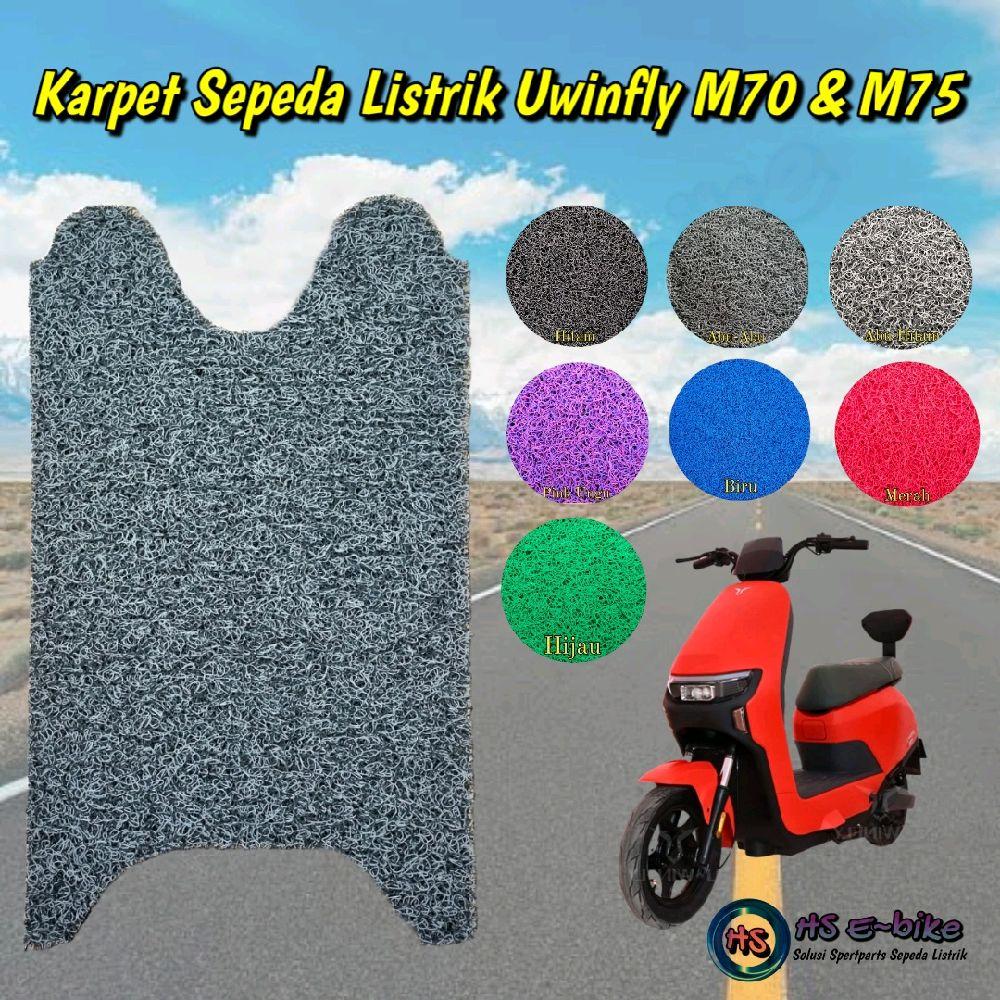 HS E-bike Karpet Sepeda Listrik Uwinfly M70 & M75 Abu Abu-abu Karakter Labubu Bahan Tebal Anti Slip Mudah Dibersihkan Outdoor - Lotso, Hitam