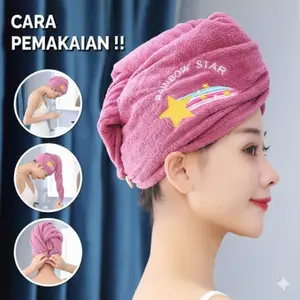【khaefashion】HD001 Handuk Keramas Rambut Kepala Cepat Kering Model Kancing Magic Towel Turban