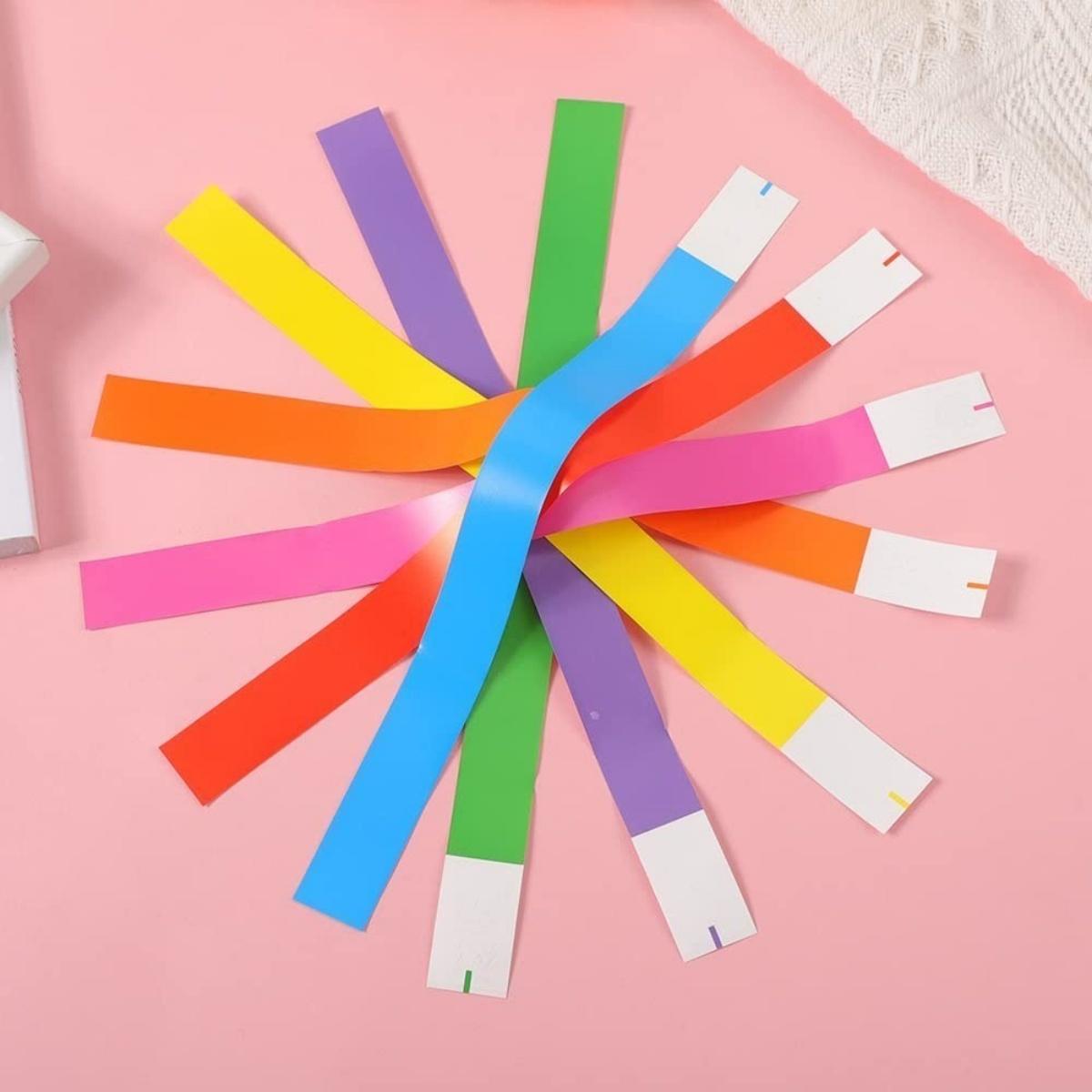 Gelang Tiket 100 Pcs Anti Air Sekali Pakai Bahan Kertas Sintetis PP Ukuran 10x0.75 Inci Untuk Event Pesta Wahana