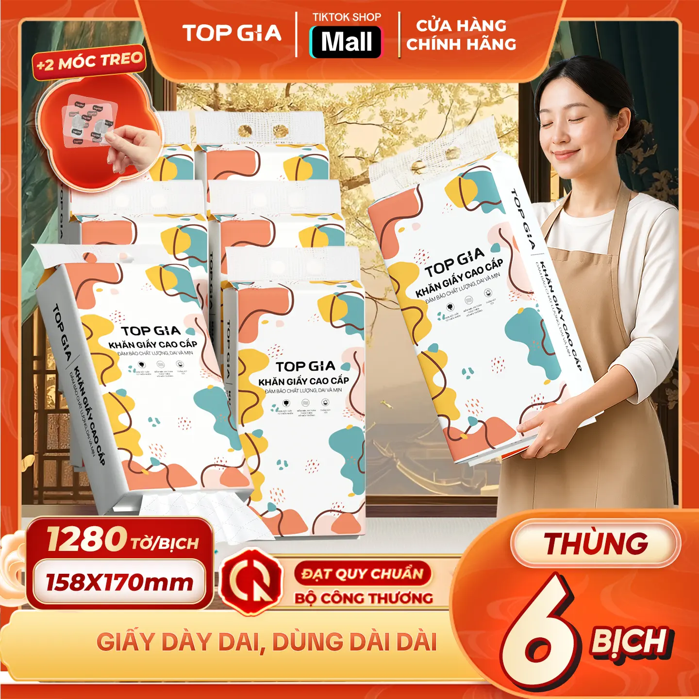 [RẺ SẬP SÀN] Combo 6 bịch khăn giấy CỠ ĐẠI đa năng treo tường đa sắc tiện lợi TopGia (tặng móc treo tường) Giấy Ăn Khăn Giấy phòng bếp vn Giấy Vệ Sinh giấy rút đa năng treo tường ĐẠT QUY CHUẨN BỘ CÔNG THƯƠNG HN-HCM (RDS17)