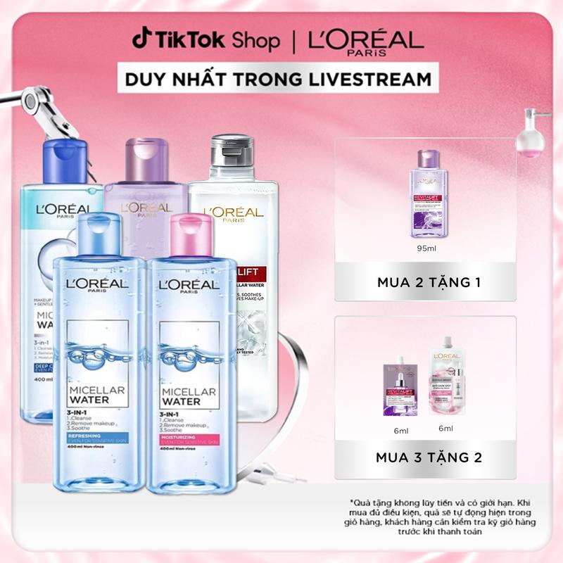 Nước tẩy trang siêu cấp ẩm & giảm nếp nhăn L'Oreal Paris Pure Revitalift Hyaluronic Acid 1.5% 400ml