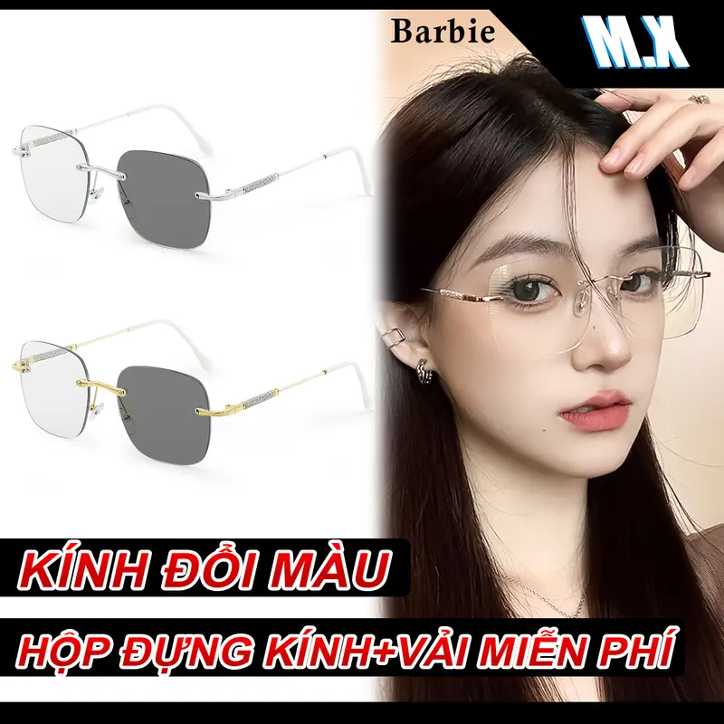 Kính Mắt Đổi Màu, Kính Mắt Chống Bức Xạ, MX STUDIO MX-BARBIE, Dành Cho Nữ, Kính Chống Ánh Sáng Mặt Trời, Hình Chữ Nhật Bằng Hợp Kim, Không Vành, Đổi Màu, Chống Tia Cực Tím, Thích Hợp Để Đổi Màu, Chống Nắng, Kính Chống Bức Xạ 0