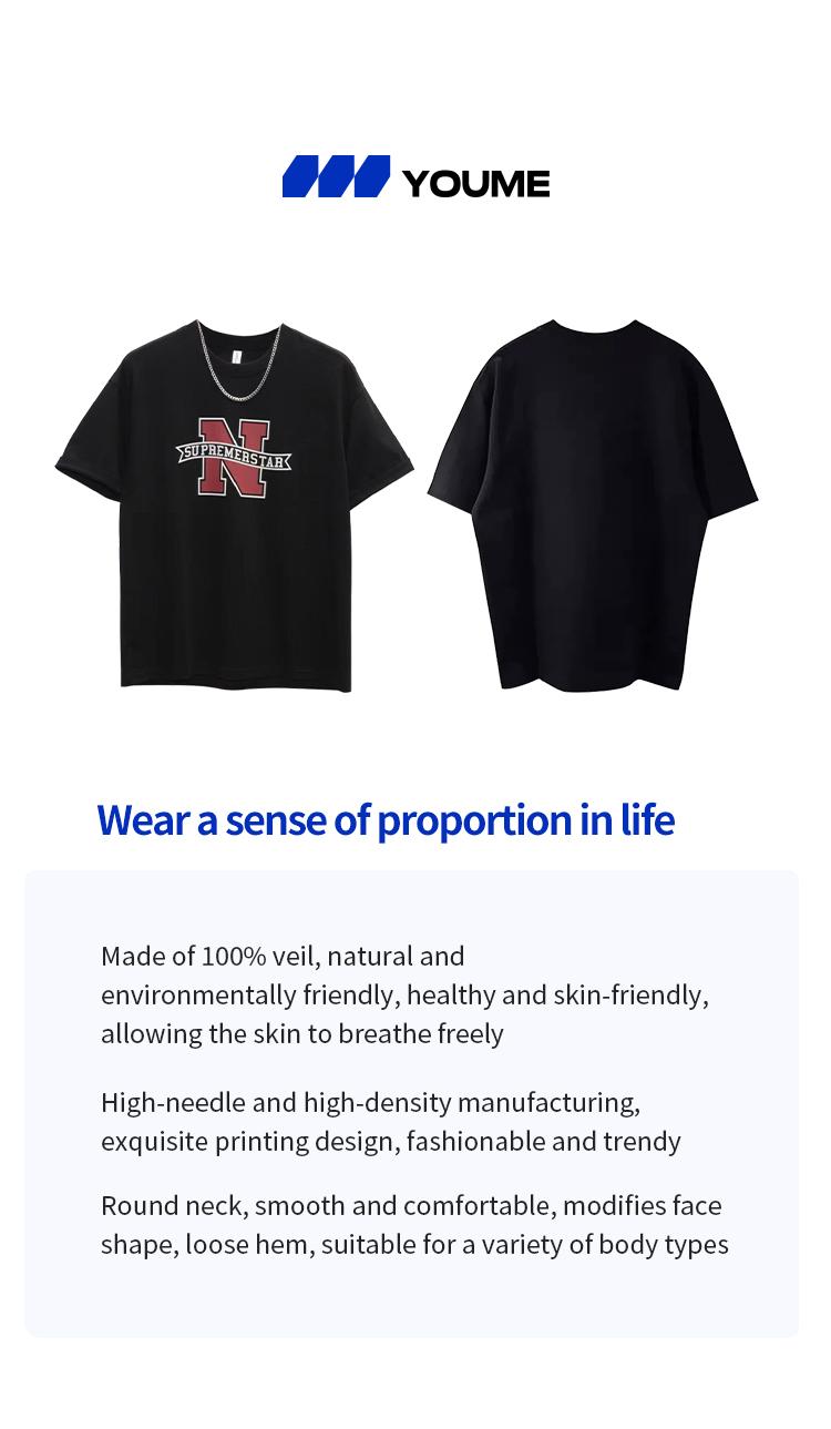 Product Introduction of New summer fashion all-match personality printing casual loose round neck 100% cotton T-shirt 1