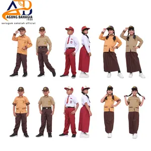 Setelan Lengkap Seragam Sekolah Anak SD Laki - Laki Perempuan Lengan Panjang Pramuka & Putih Merah Bahan Oxford Tebal Murah Berkualitas Kemeja Celana Rok