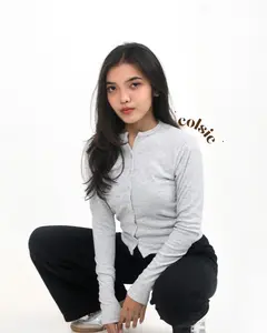 COLSIE - VIRLY TOP - Atasan Knit Wanita Korean Top Baju Knit Wanita Lengan Panjang Basic Long Sleeve cardigan outfit