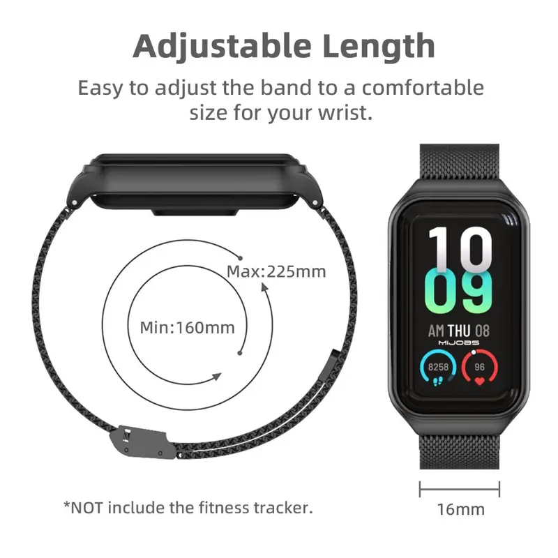MIJOBS Milan Stainless Strap for Xiaomi Mi Band 8 ACTIVE / Redmi Band 2 (Tali Jam Buckle with Cover Case Frame Band8 Band2) 3