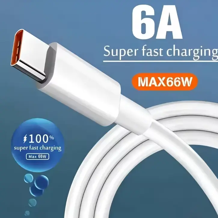 6A 66W USB Type C Super Fast Cable For Huawei Mate 40 50 Xiaomi 11 10 Pro OPPO R17 Fast Charging USB C Charger Cable Data Cord Cellphone Electronic Smartphone Device