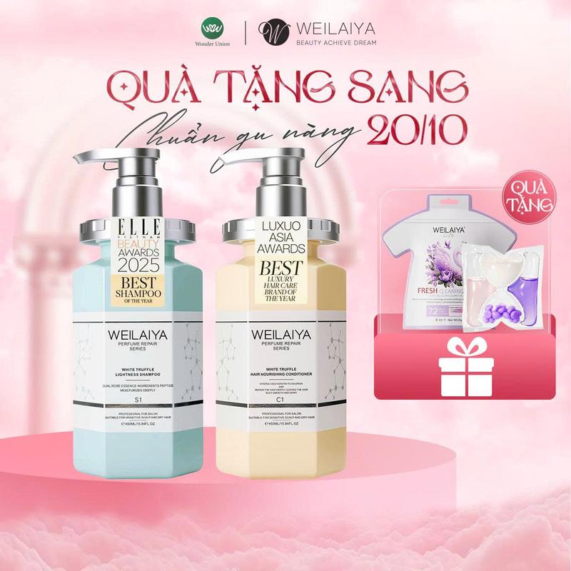 Bộ dầu gội & dầu xả cho mái tóc bóng mượt cung cấp dưỡng chất, dưỡng tóc giúp tóc chắc khỏe chiết xuất nấm Truffle Weilaiya