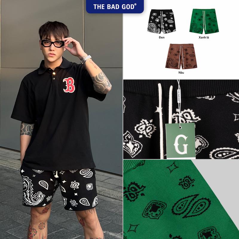 Quần short Nam The Bad God  Paisley Pattern Menswear Có Túi Chất Liệu Len Dệt Sợi Mềm Mại Thoáng Mát Thời Trang Streetwear