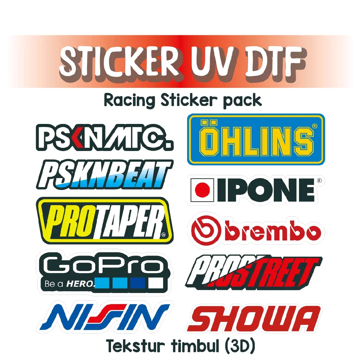 Isi 5pcs Sticker UV DTF Racing Pack psknmtc psknbeat protaper prostreet nipone gopro nisin ohlins Motorcycle