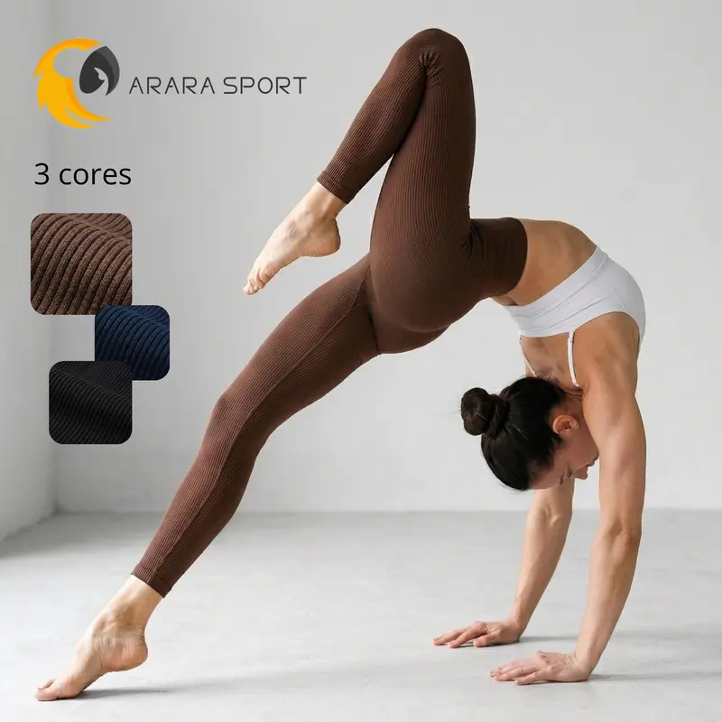 ARARA SPORT Conjunto Canelado Poliamida Top Short Alça Cruzada