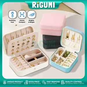Kotak Perhiasan Mini Portable Tempat Penyimpanan Aksesoris Emas Gelang Kalung Cincin Jewellery Box Multifungsi