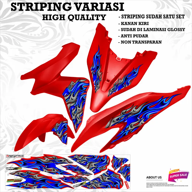 VARIASI 1 STRIPING VARIO GEN 1 STICKER MOTOR MOTIP API BIRU Motorcycle 6