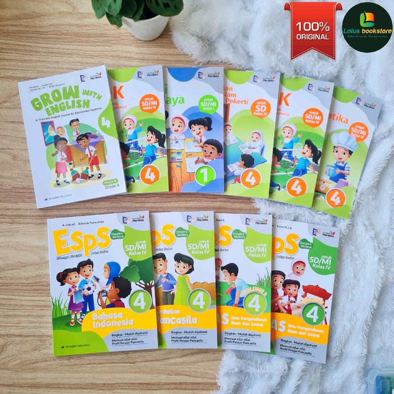 Seri ESPS SD Kelas 4 Kurikulum Merdeka - Matematika IPAS Indonesia English Pancasila - Buku Erlangga Original 0