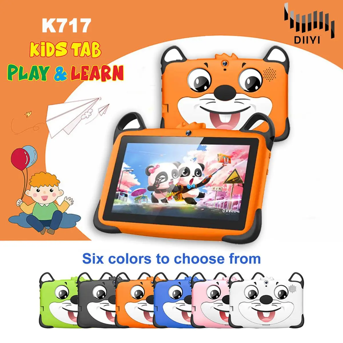 7INCH KIDS ANDROID TABLET K717 WIFI ROM16G ANDROID7 3000MAh MEMORYCARD SLOT Tablet for kids  birthday gift for kids children