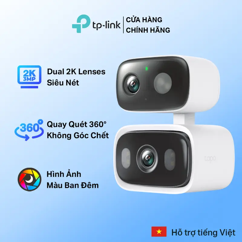 Camera Wi-Fi Tapo C246D Chất Lượng 2K 3MP Trong Nhà, Ngoài Trời | Quay Quét 2 Ống Kính