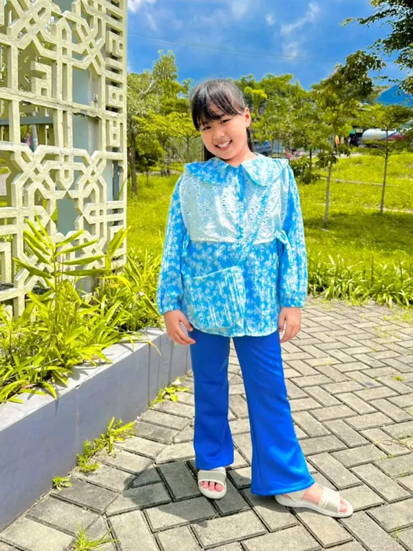 Setelan anak perempuan lebaran Elora 2-10 tahun 4 in 1 baju rompi celana dan tas Parsel Anak-Anak 1