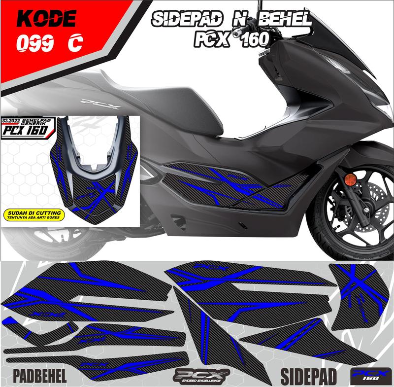 Sticker Sidepad Behel Full Set Honda PCX 160 Motif Karbon Kode 099 - Aksesori Motor Terbaik - Motorcycle 3