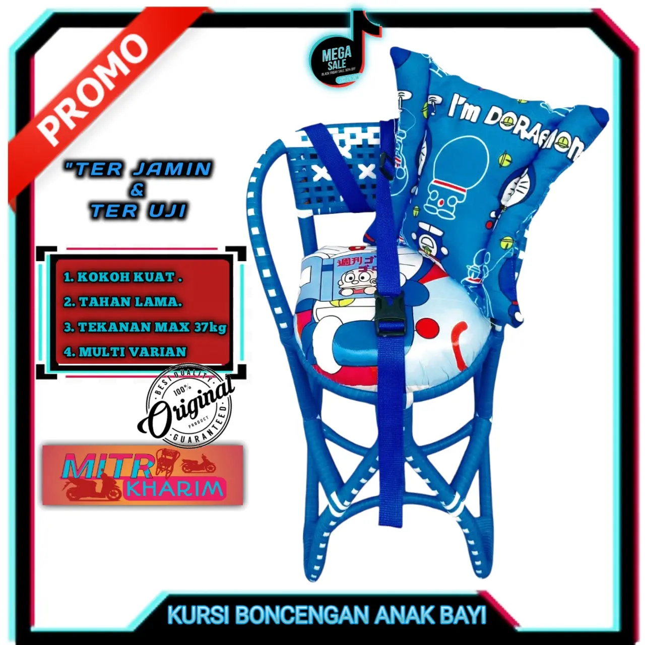 ( PROMO ) KOMBINASI KURSI EMPUK BONCENGAN ANAK MATIC FUL LILITAN SABUK BANTAL