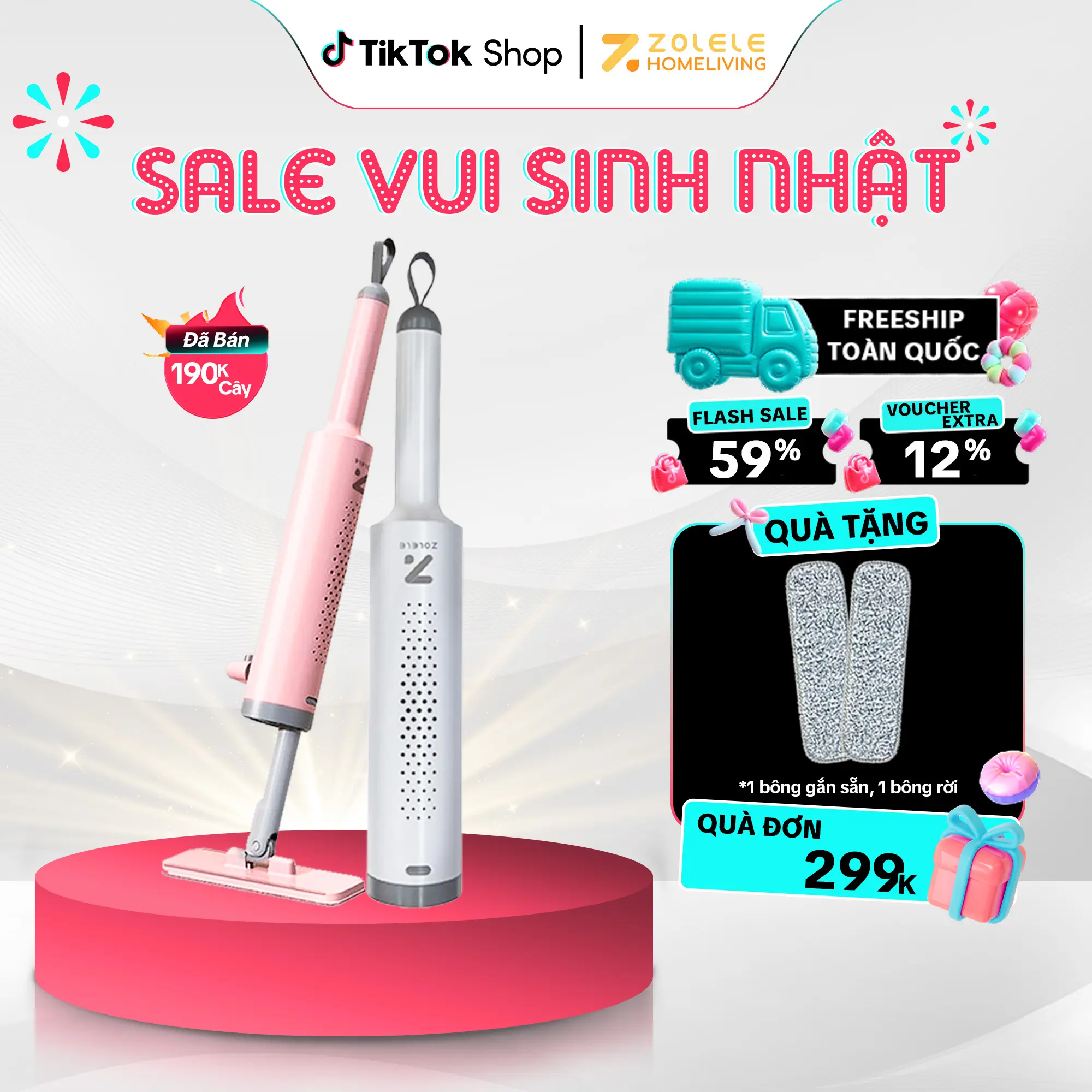 Cây Lau Tự Vắt Mini Cầm Tay Zolele Dm01, Cây Lau Bếp Mini Thanh Gạt Nước Tự Động Làm Sạch Lau Sàn