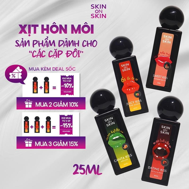 [ĐỘC QUYỀN LIVESTREAM] Xịt Miệng Skin On Skin Hương Trái Cây Kẹo Ngọt Thơm Mát Mùi Bạc Hà Dung Tích 25ml