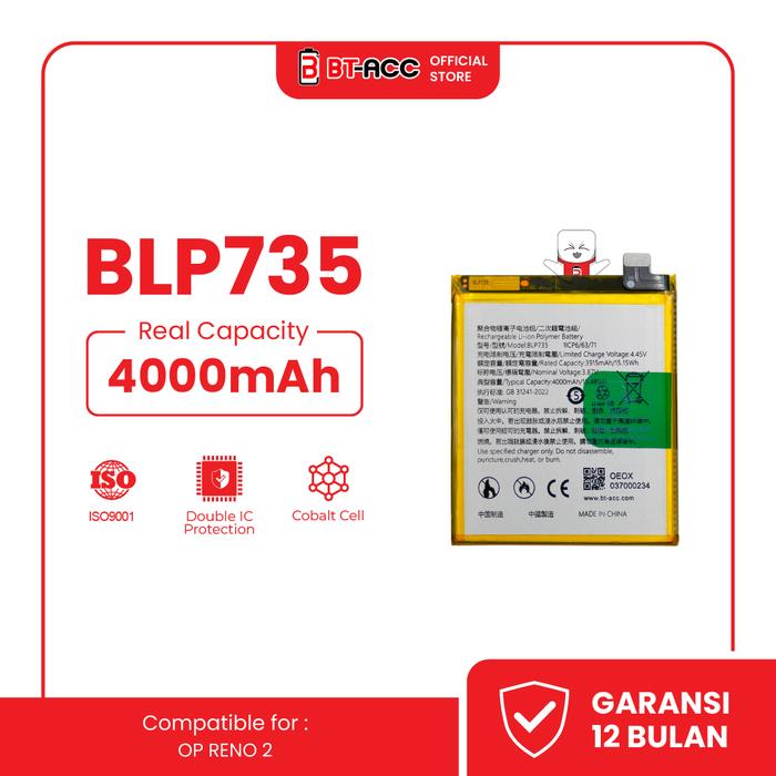Gambar BT-ACC BLP735 Battery Baterai Batre For Oppo Reno 2 dari BT ACC OFFICIAL STORE Kota Administrasi Jakarta Utara Tokopedia