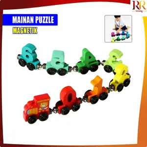 [COD] RR M393 Mainan Puzzle Kereta Magnet / Mainan Mobil Mobilan Kereta Api Train Edukasi Wooden Toys Kreatif Anak