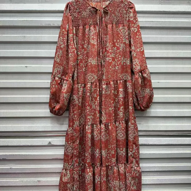 Gaun Satin Panjang Polkadot  Cetakan Macan Tutul Plus Longgar Dan Kasual Ukuran Gemuk Mm Slim Fit Dan Tipis Sifon Wanita Dress Korean 8