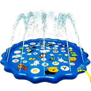 Piscina Inflable, Piscina Portátil con Aspersores de Agua, Tapete de Aprendizaje de Alfabeto y Números, Juego en el Jardín de Verano, Área de Juego al Aire Libre