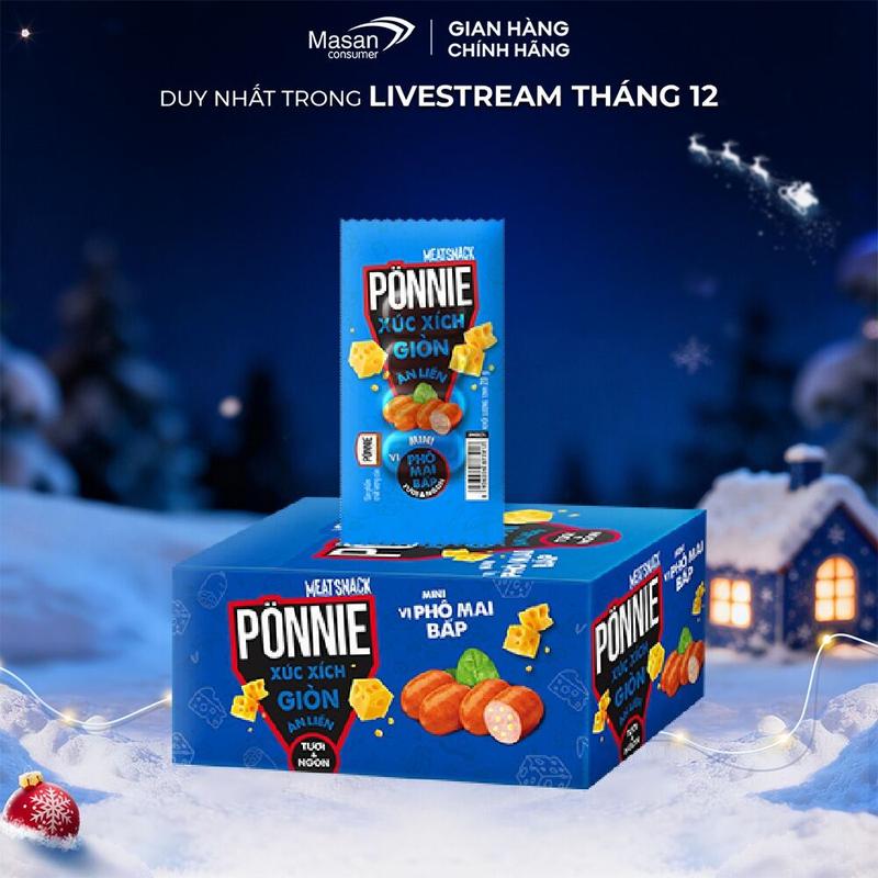  Xúc Xích Ponnie Giòn Ăn Liền vị Phô Mai Bắp hộp x 20 cây x 20g 