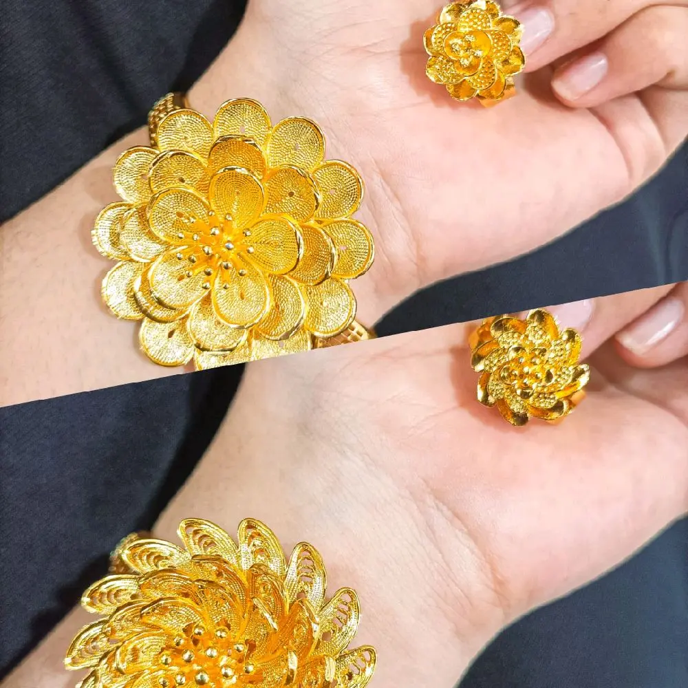 gelang bangle bunga set cincin