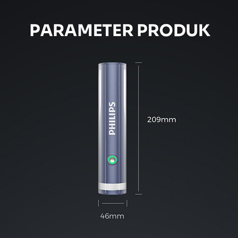 PHILIPS Senter LED Isi Ulang Rechargable LED 3W dengan Lampu Samping Baterai Tahan Lama SFL1188/56 Original – Garansi Resmi 1 Tahun 1