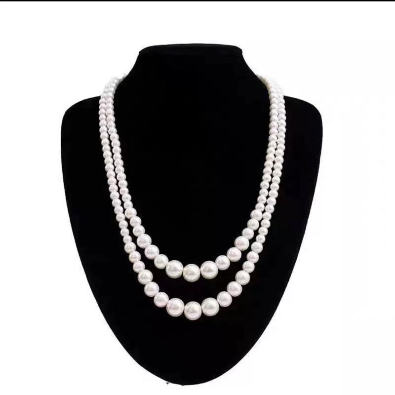  Vòng cổ ngọc trai Tổng Hợp 2 tầng hạt 6_8_10_12_14mm   Tặng kèm vòng tay 5mm và bông tai  . kết hợp áo dài cực xinh. 