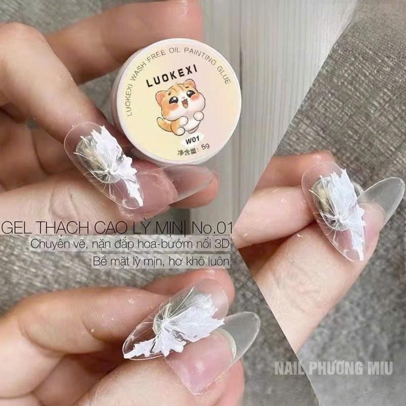 Gel Thạch Cao Lỳ Mịn Cún Con LUOKEXI W01 8g Chuyên Vẽ Nặn Đắp Hoa, Bướm Nổi 3D Làm Nail, Gel Siêu Mịn Hơ Đèn Khô Ngay