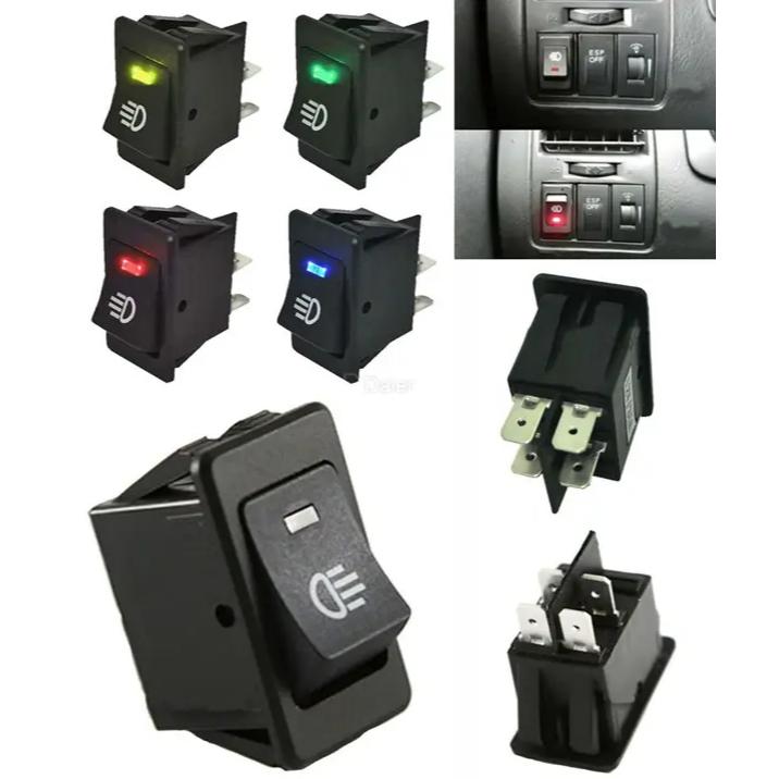 12v Car On Off Switch ASW-17D Rocker Switch With LED Light Spotlight ...