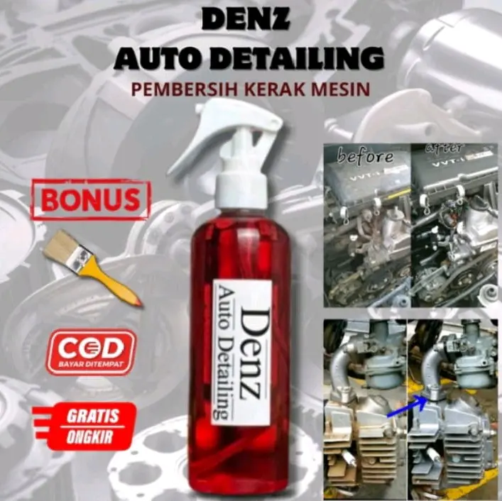 DENZ AUTO DETAILING CAIRAN PEMBERSIH KERAK PADA MESIN MOTOR/MOBIL 250ml FREE KUAS & SARUNG TANGAN 0