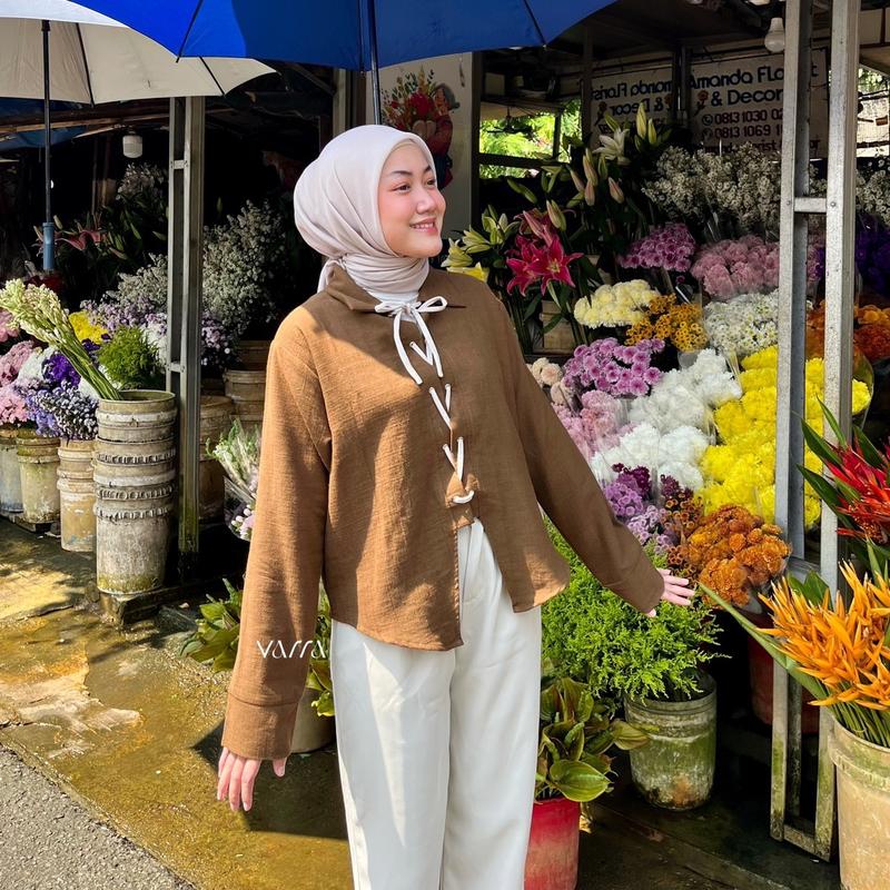 RIBBON SHIRT KEMEJA TALI KEMEJA WANITA BAHAN KATUN 2