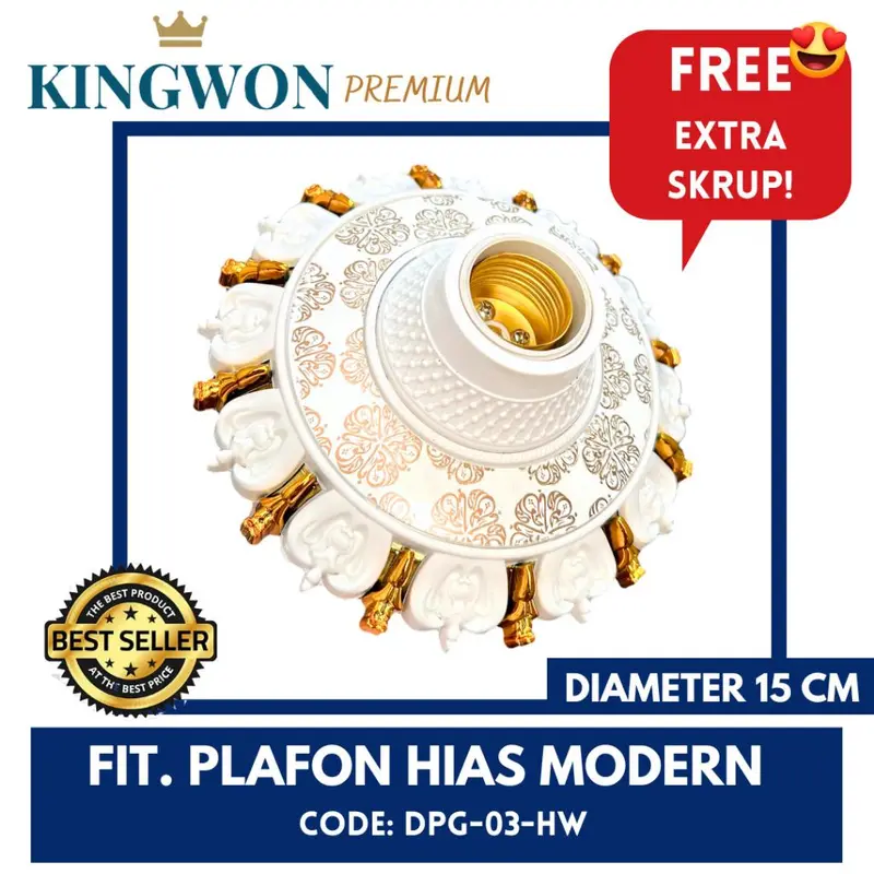 FITTING LAMPU PLAFON HIAS ORNAMEN / FITTING PLAFON / LAMPU PLAFON / TEMPAT LAMPU PLAFON KINGWON E27 3