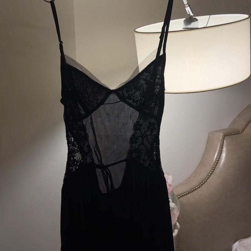  | Nudie Sleepwear | Đầm Ngủ Form Ngắn Phối Ren Xoè Hở Lưng Không Mút Không Kèm Choàng 