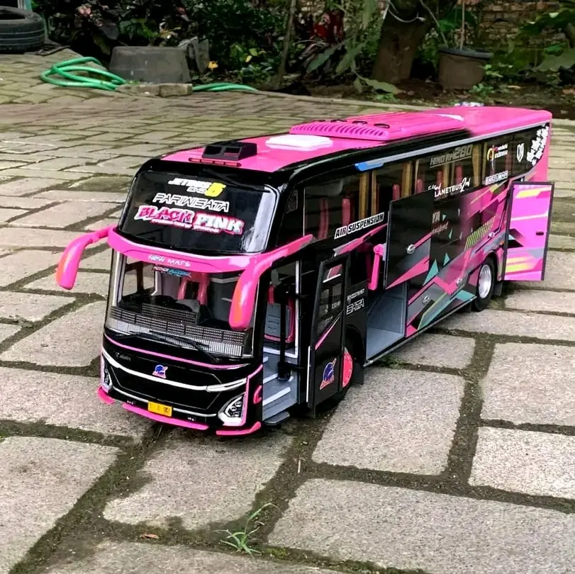MINIATUR BUS jetbus jb5 black pink ful variasi ful lampu led