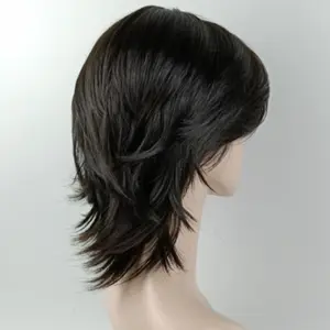 rambut palsu pria full kepala asli Wig kepala kastanye pria rambut pendek versi Korea tampan rambut asli penuh rambut asli tipis tak terlihat kepala pria top