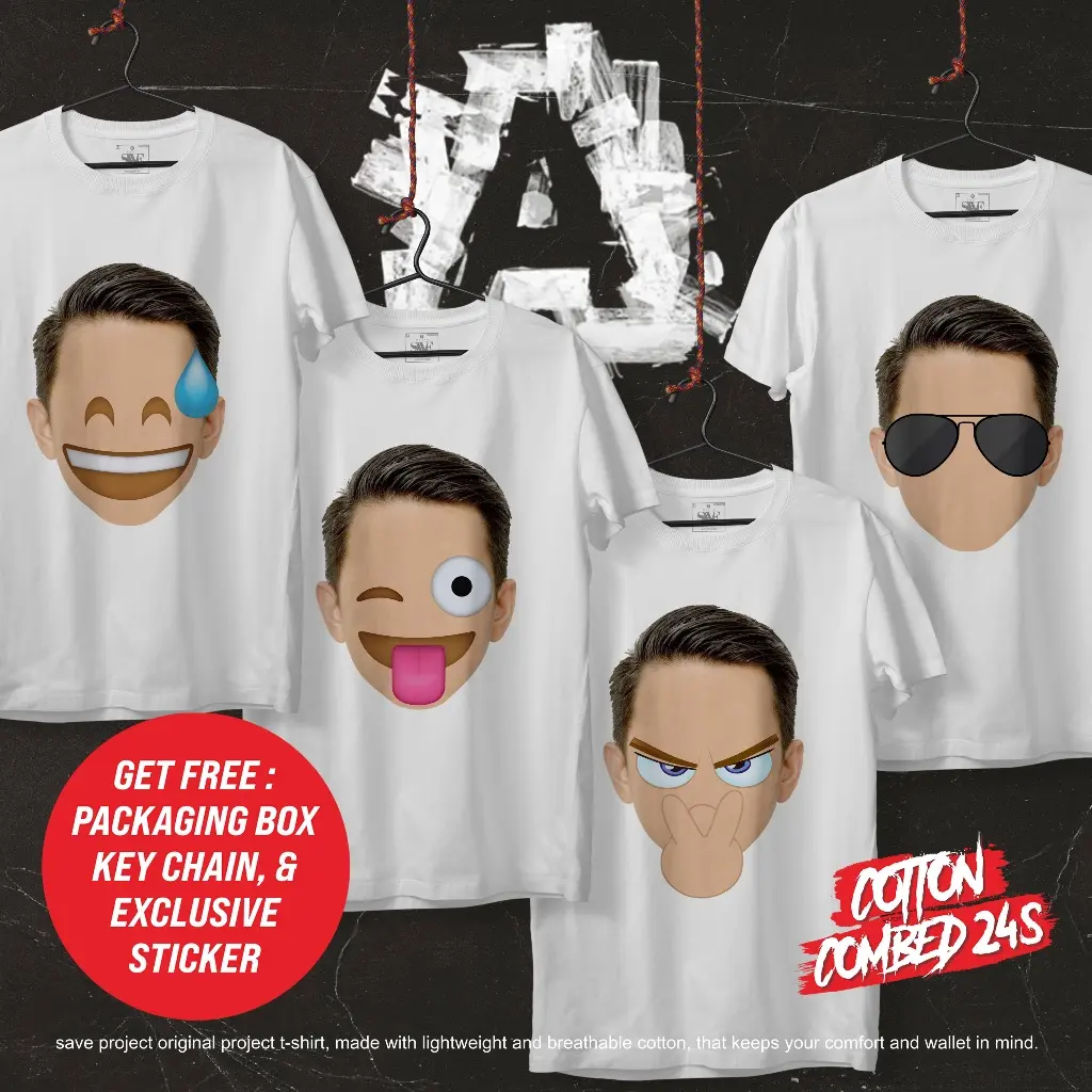 T-SHIRT EMOTICON ARIEL NOAH/KAOS GAMBAR WAJAH EMOJI ARIEL NOAH/BAJU ARIEL NOAH/KAOS A SERIES BUKAN GREENLIGHT 2020/UNISEX TEE/TSHIRT DISTRO UNISEX TEE