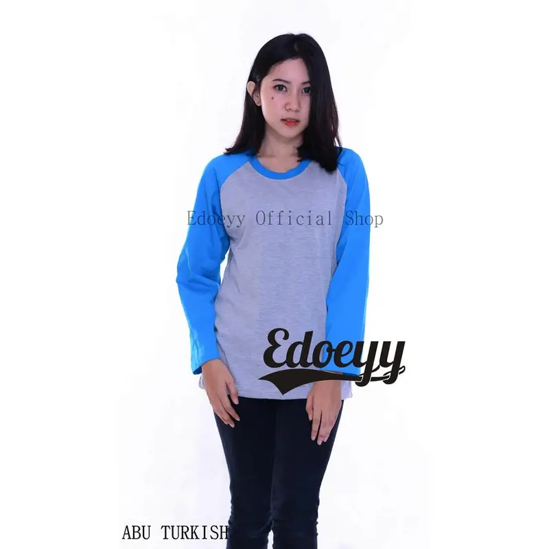 Kaos Raglan Wanita Lengan Panjang - Baju Reglan Cewek Polos - Ukuran S M L XL 6