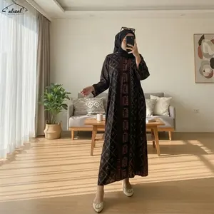 Kanza midi drees by alEZal I Midi Rayon Motif I Busui Friendly I Zipper