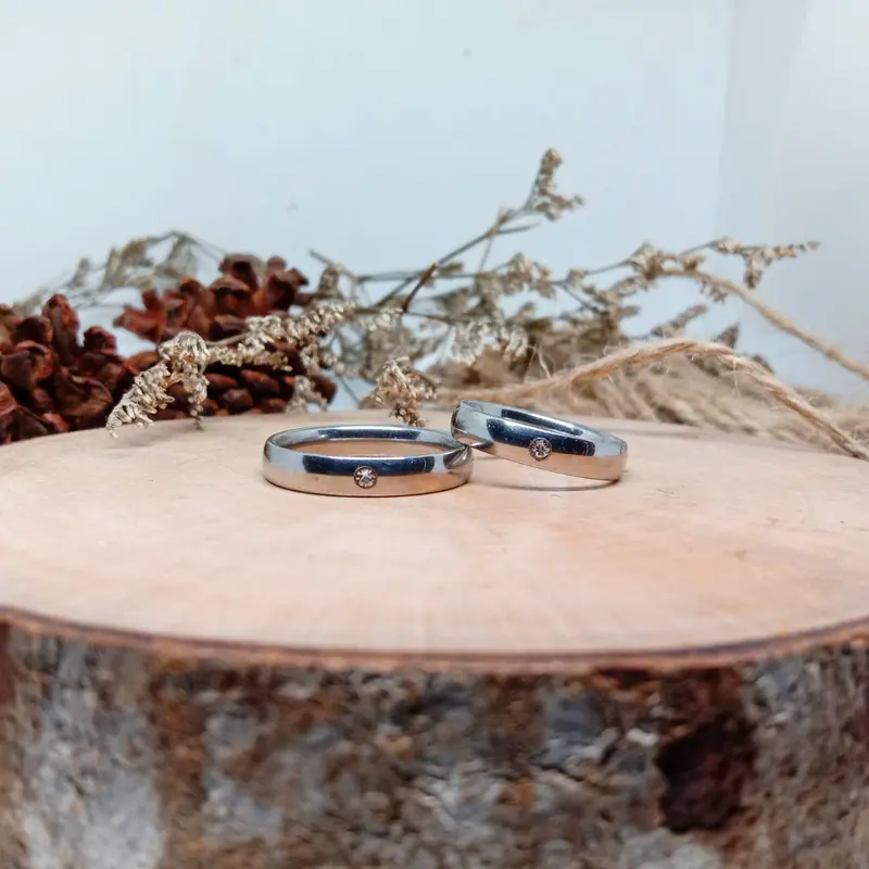 CINCIN COUPLE/NIKAH/TUNANGAN/PASANGAN PRIA WANITA FREE UKIR NAMA TITANIUM aksesoris couple Elegan Rings Stainless 3